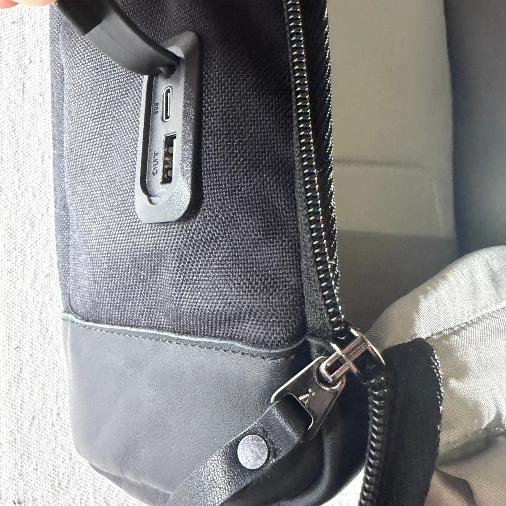 Anvanda V2 Backpack Unisex Medium Kodura Black Leather USB Charging Port NWT